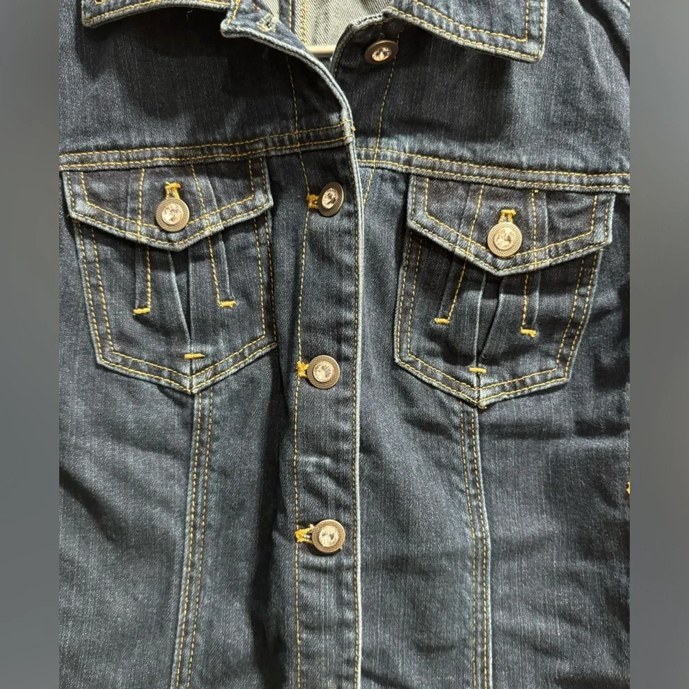 Chico's Authentic Blue Dark Wash Denim Jean Jacket, Size 0 - Picture 7 of 8